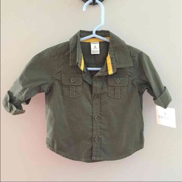 baby boy green button down shirt